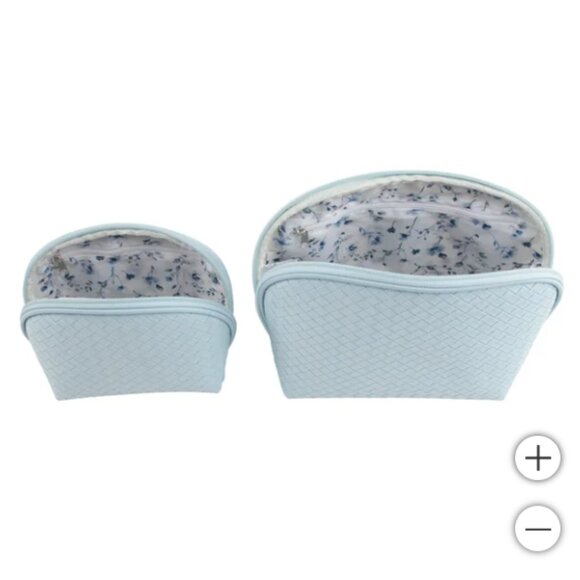 GloTech 2-pack Faux Leather Cosmetic Bags Light Blue - Picture 2 of 5